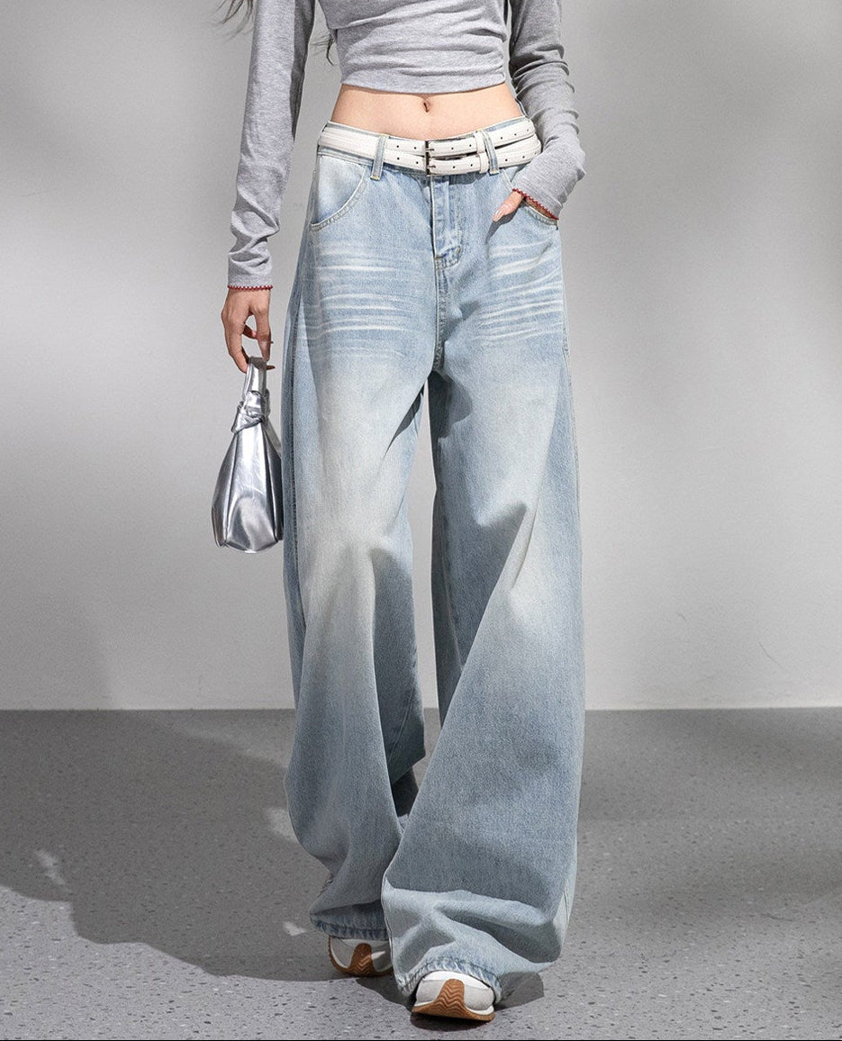 ヴィンテージワイドレッグドレープデニムパンツ