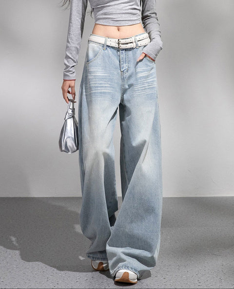 ヴィンテージワイドレッグドレープデニムパンツ