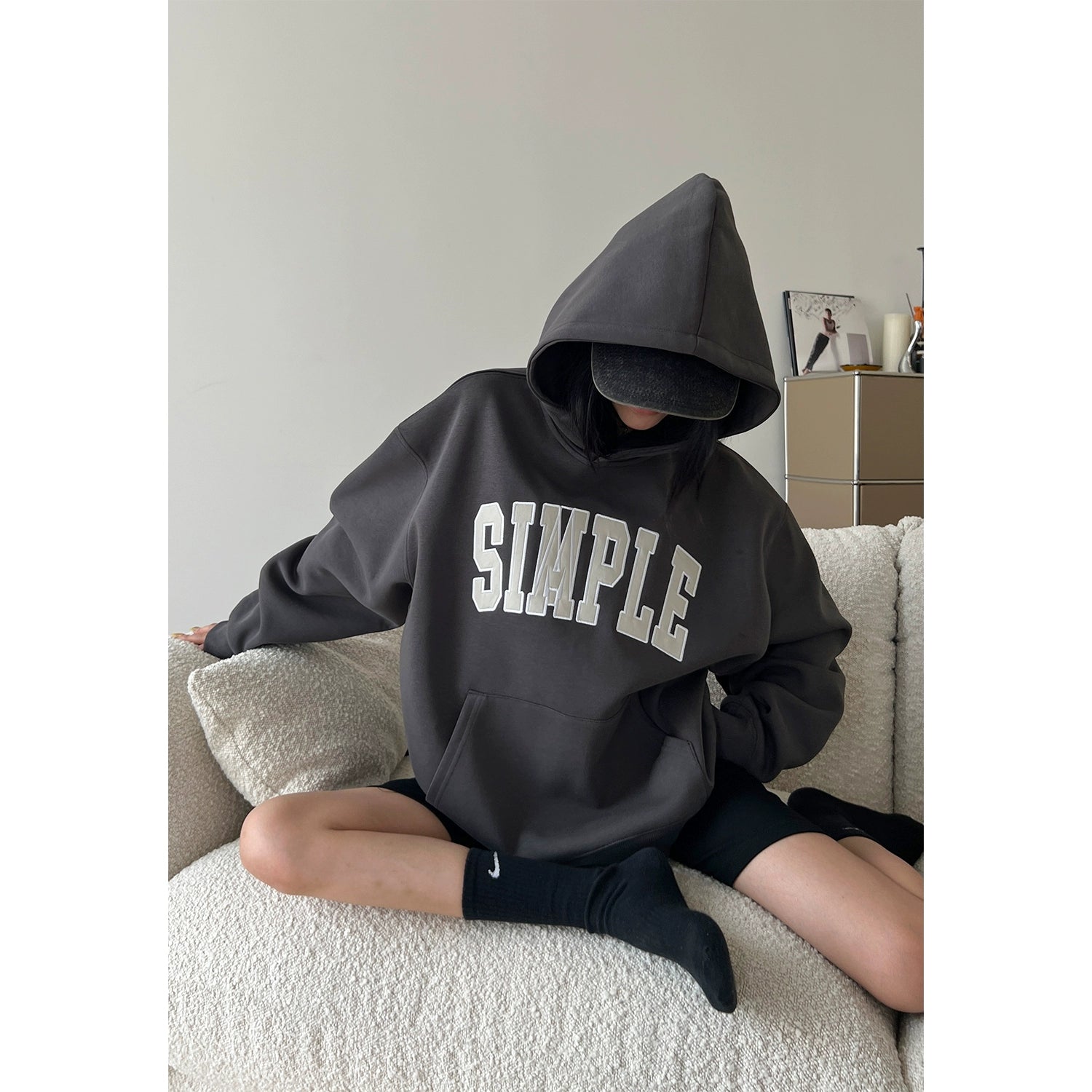 ヴィンテージレター刺繍シンプルスウェット