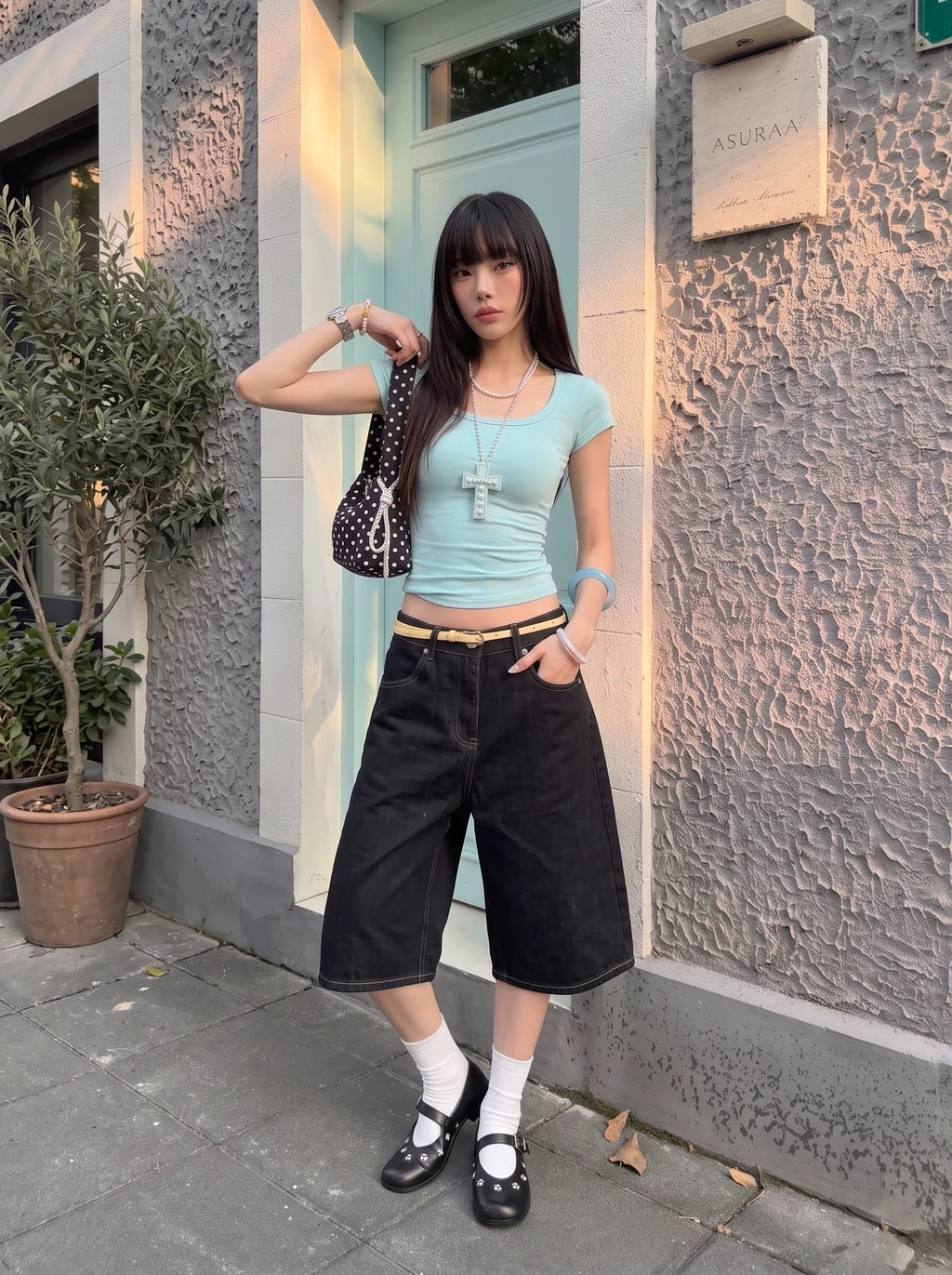 アメリカンUネックミントTシャツ