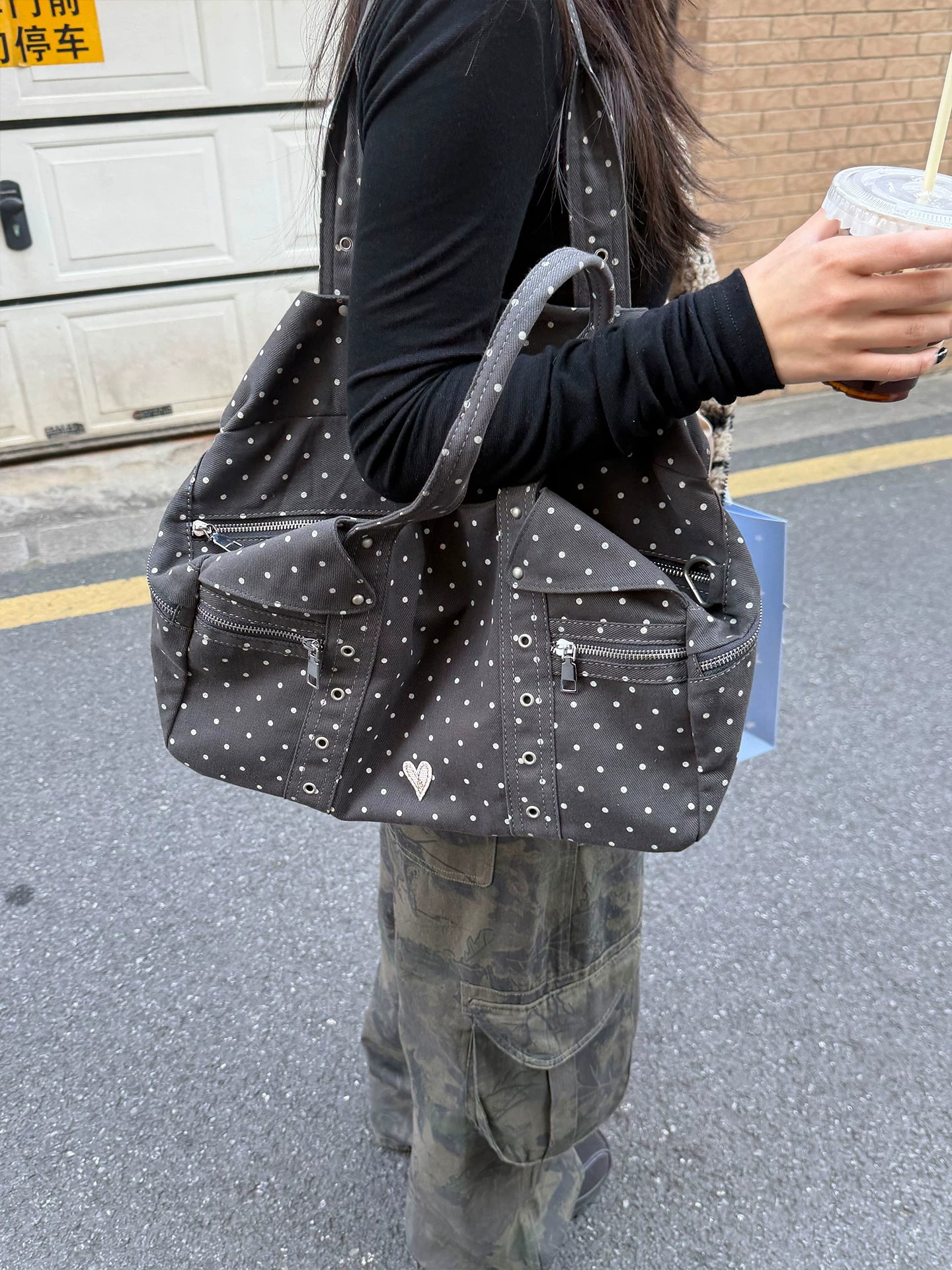 ポルカドットショルダーバッグ