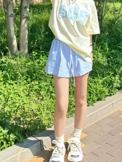 レイヤードストライプショートパンツ
