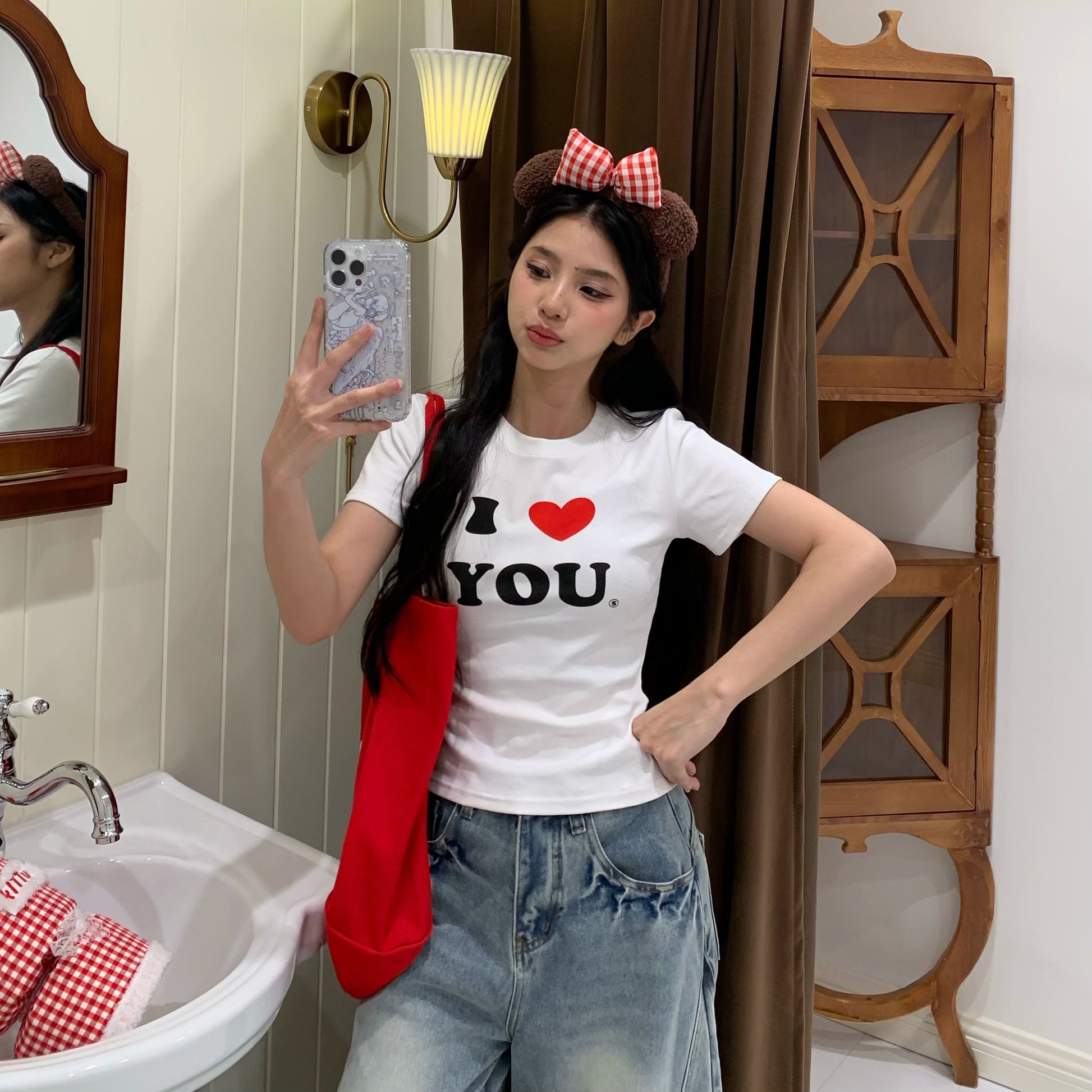 I LOVE YOU プリント ２サイズTシャツ