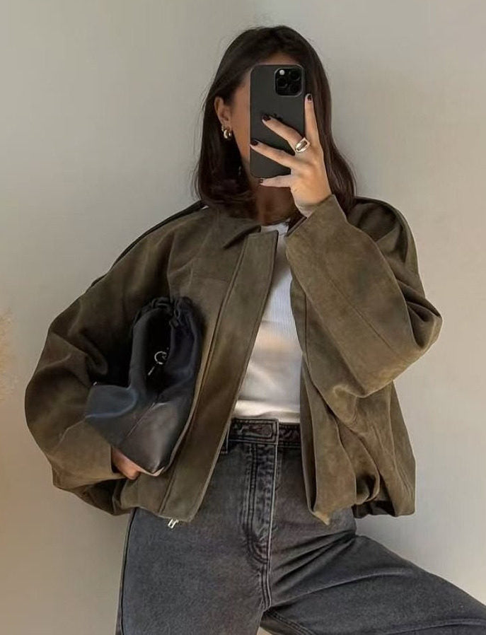 スプリングスエードボンバージャケット