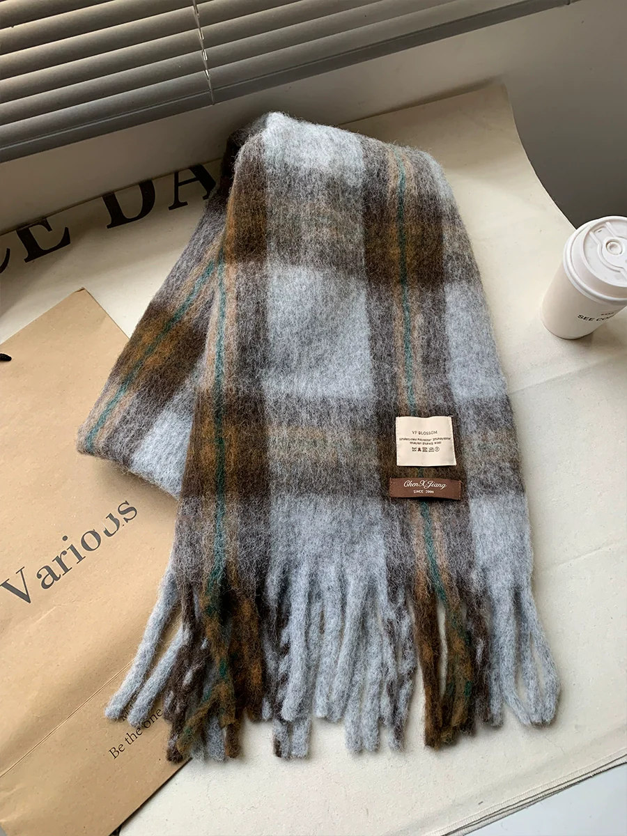 モヘアライクチェックマフラー