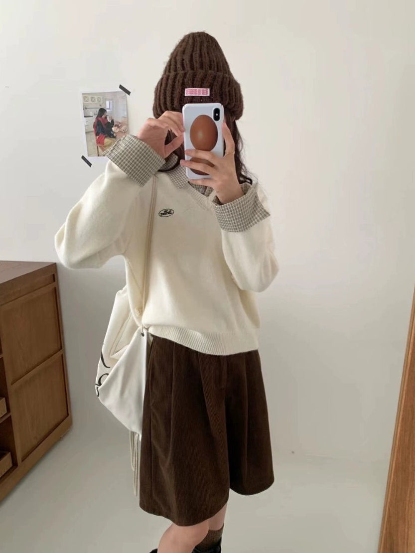 フェイクシャツツーピースルーズトップス