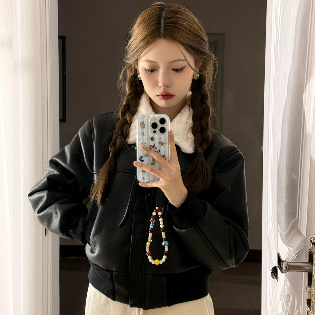 ファーリボンレザージャケット