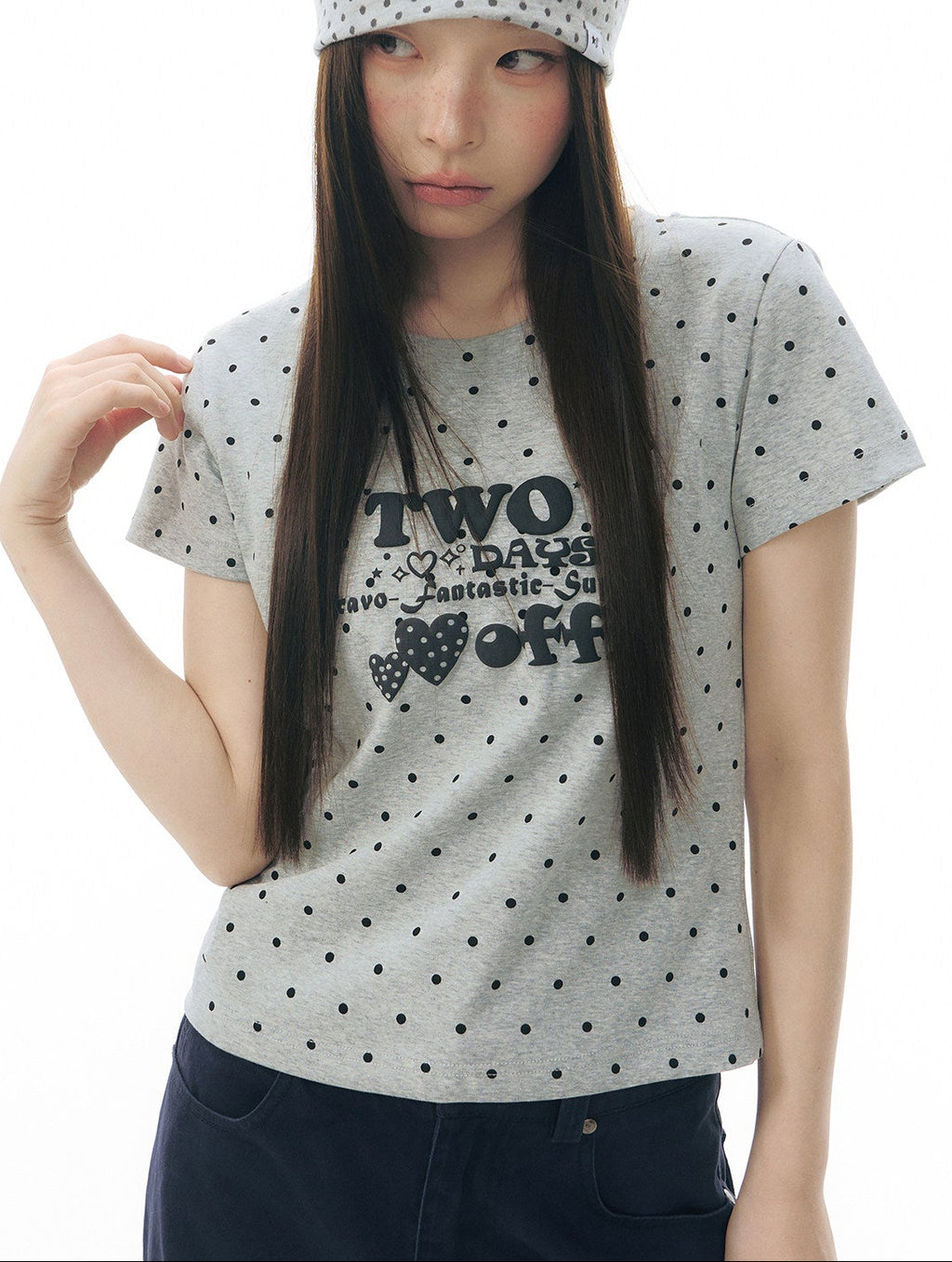 ハートドットクロップドTシャツ