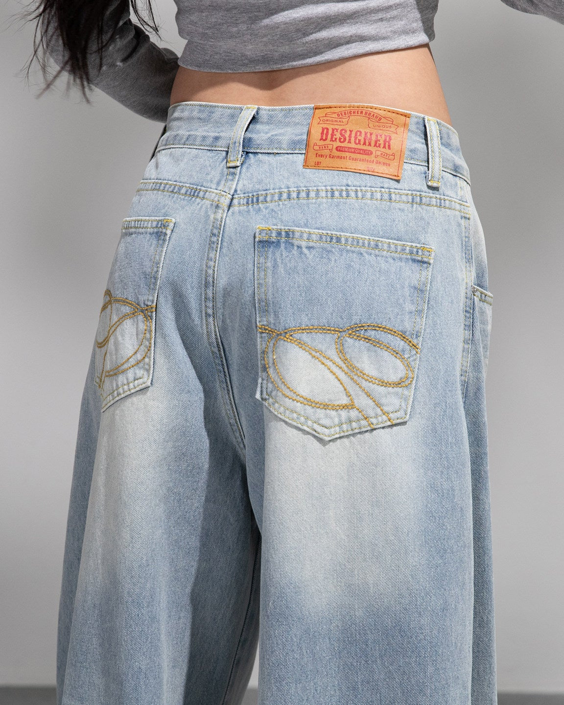 ヴィンテージワイドレッグドレープデニムパンツ