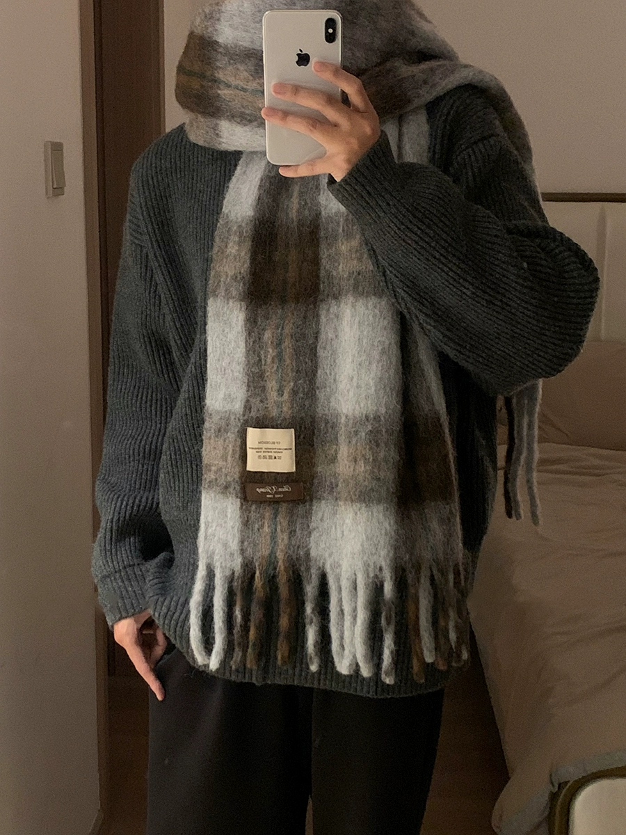 モヘアライクチェックマフラー