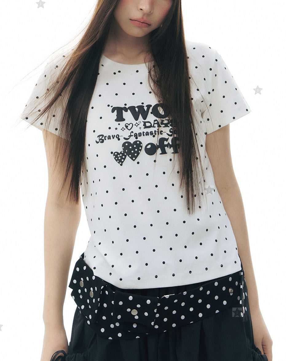 ハートドットクロップドTシャツ