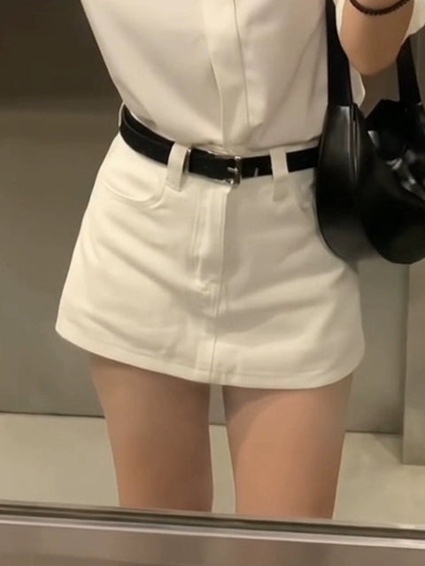レトロホワイトデニムスカート