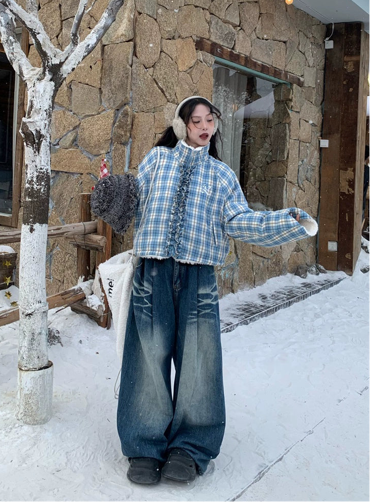 アメリカンフリルチェックリバーシブルジャケット