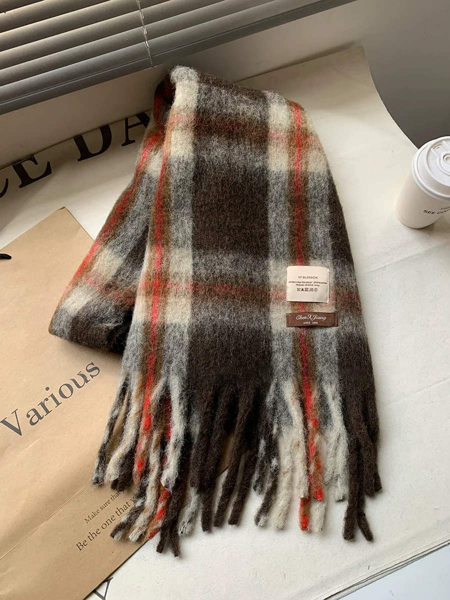 モヘアライクチェックマフラー