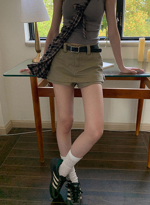 レトロカーキデニムスカート