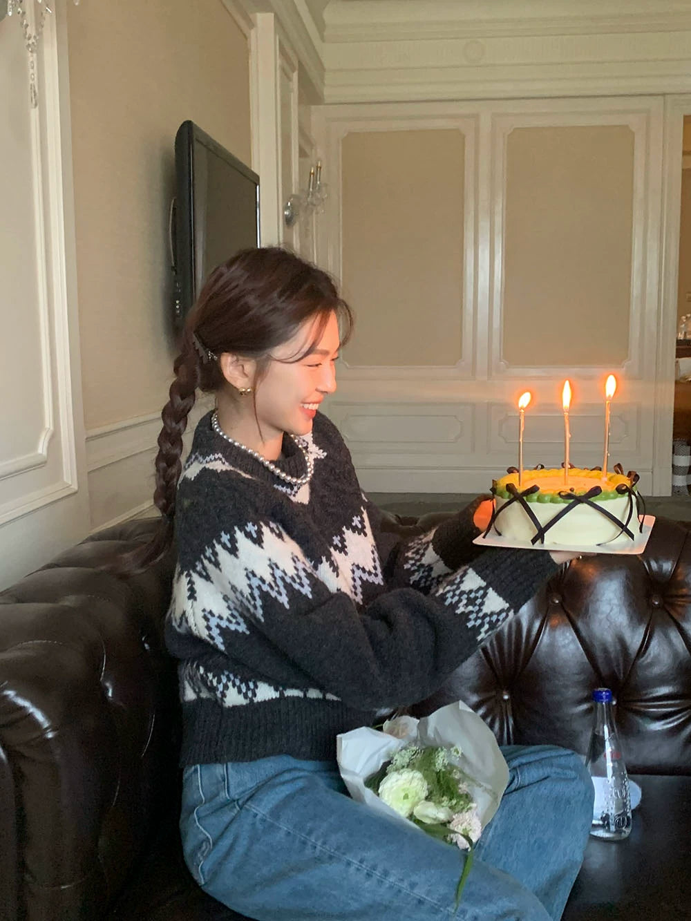 ソフトガーリーノルディックニット