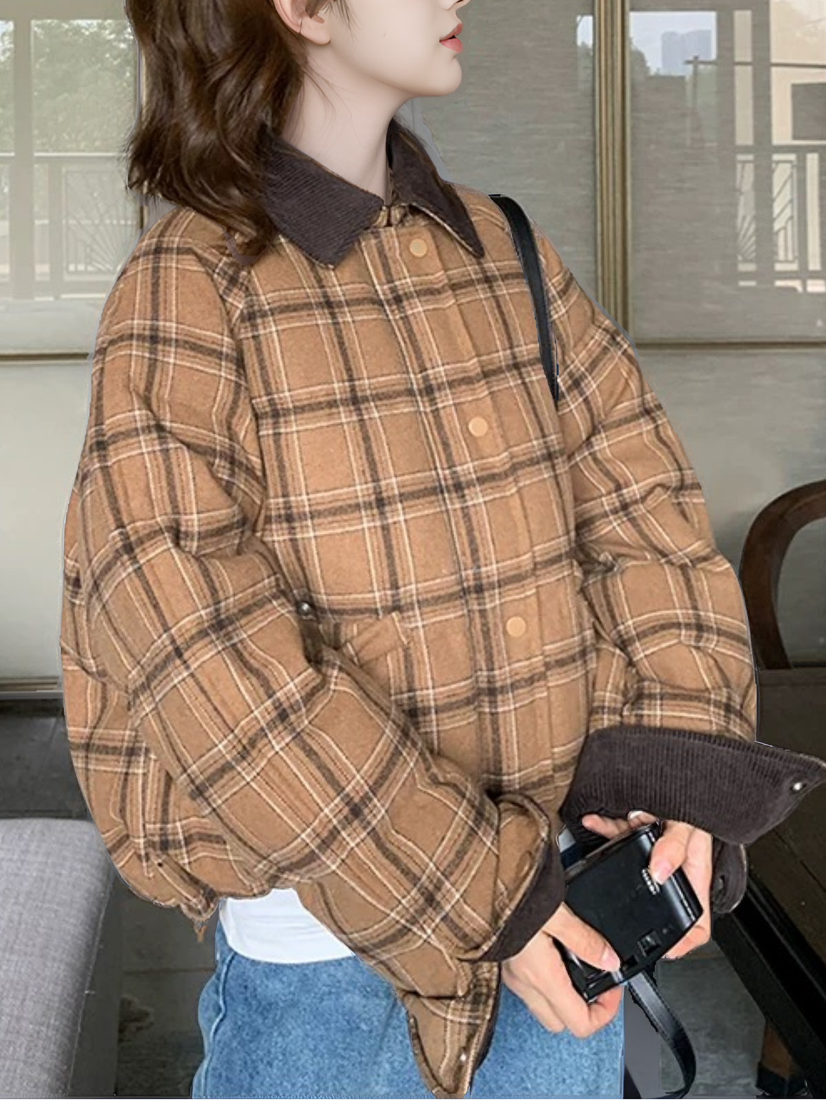 チェック柄コットンショートジャケット – Meari cheek