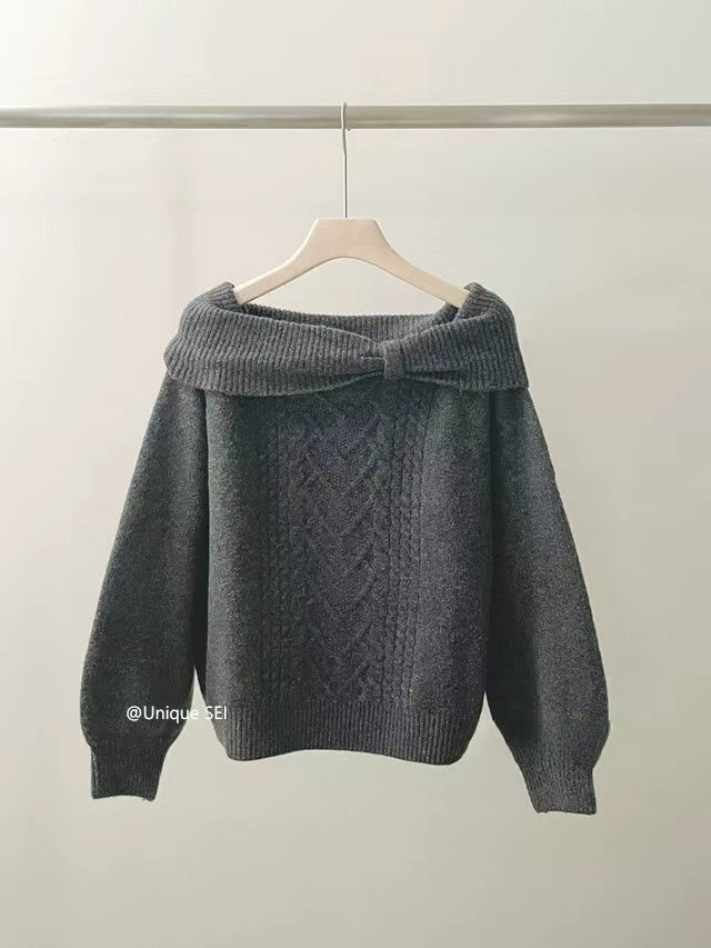 オフショルリボンニットウェア