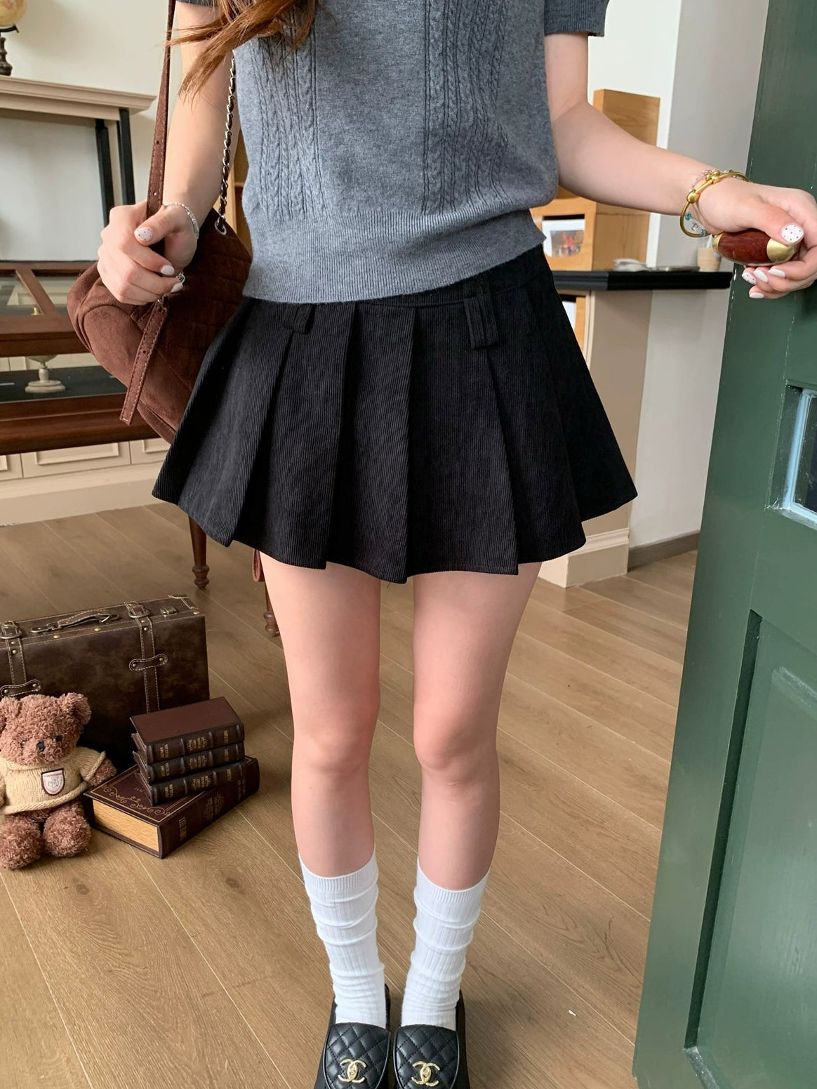 コーデュロイプリーツスカート