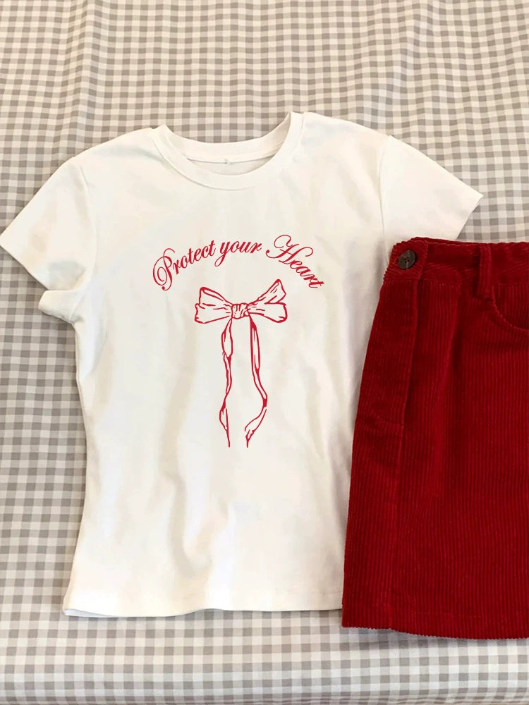 フリーハンドリボンクロップドTシャツ