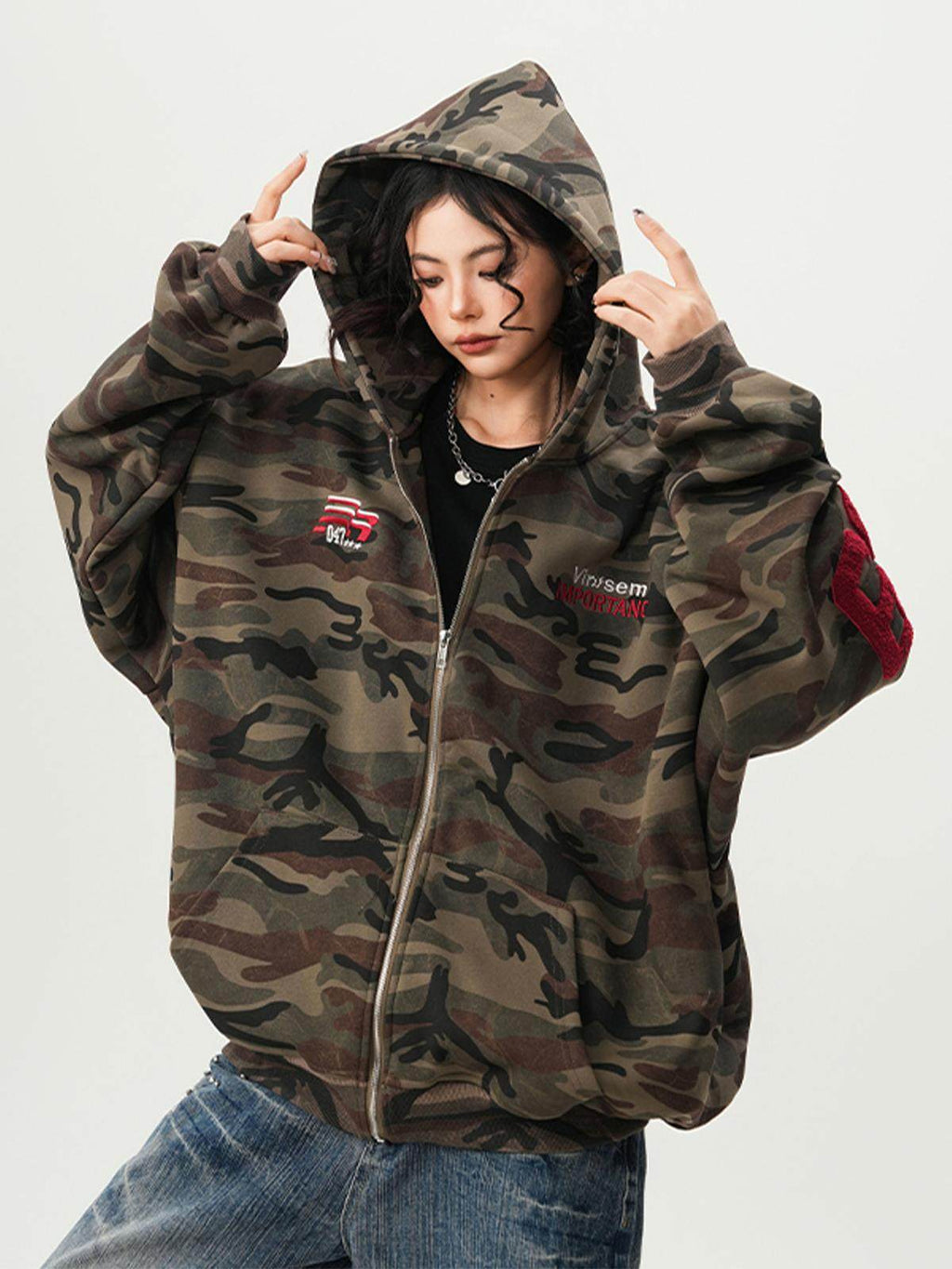 アメリカンナンバリングロゴジップパーカー