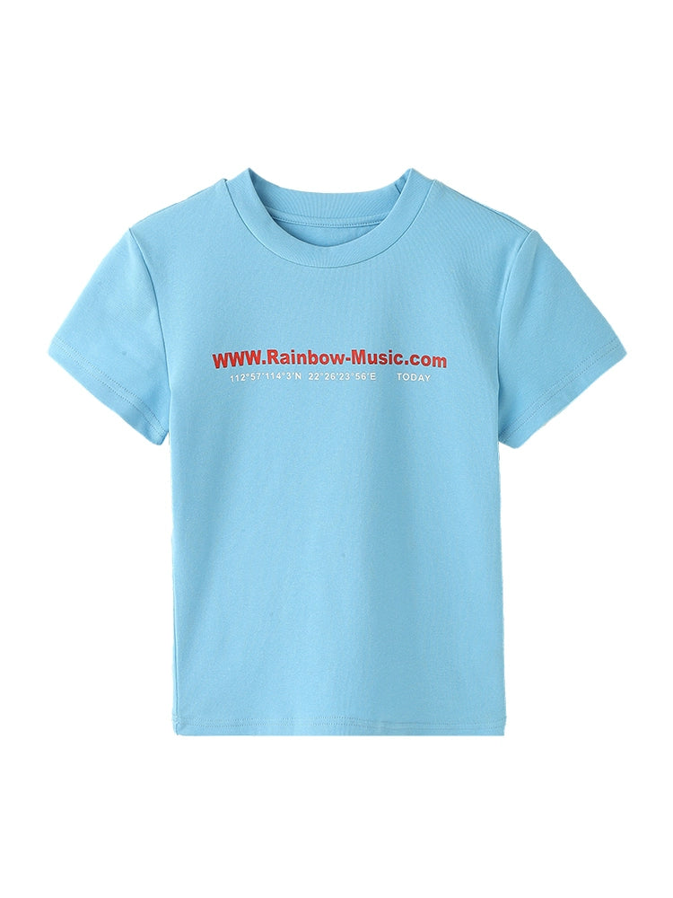 ブルーレタープリントTシャツ