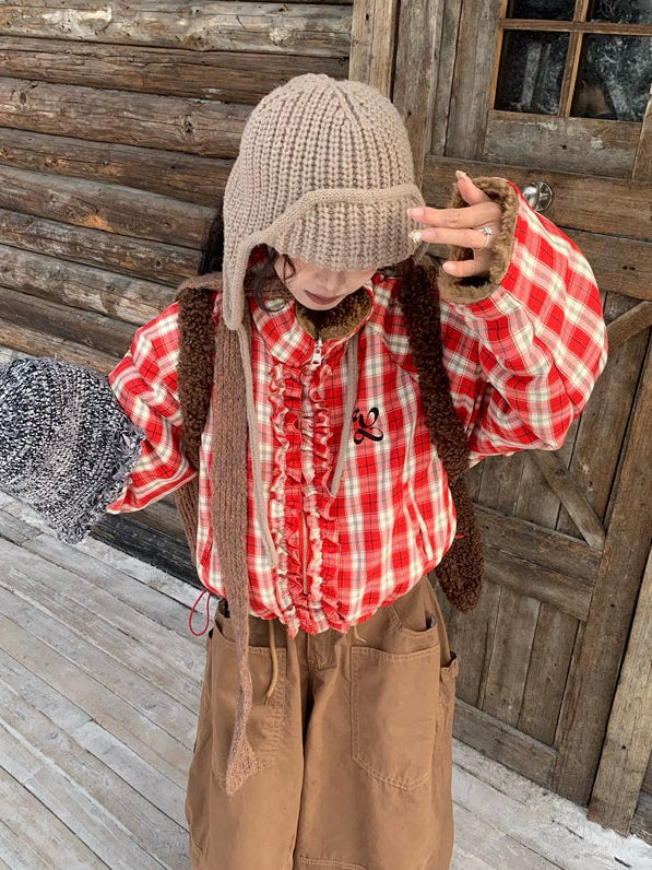 アメリカンフリルチェックリバーシブルジャケット