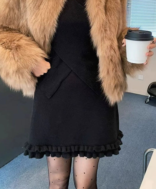 レトロエッジウールニットスカート