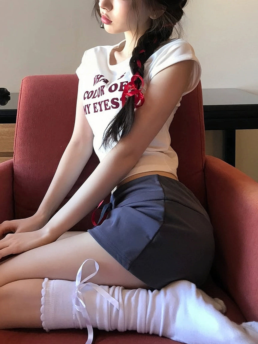 Cherry blossom レタープリントTシャツ