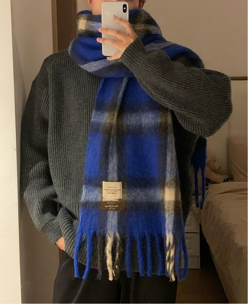 モヘアライクチェックマフラー