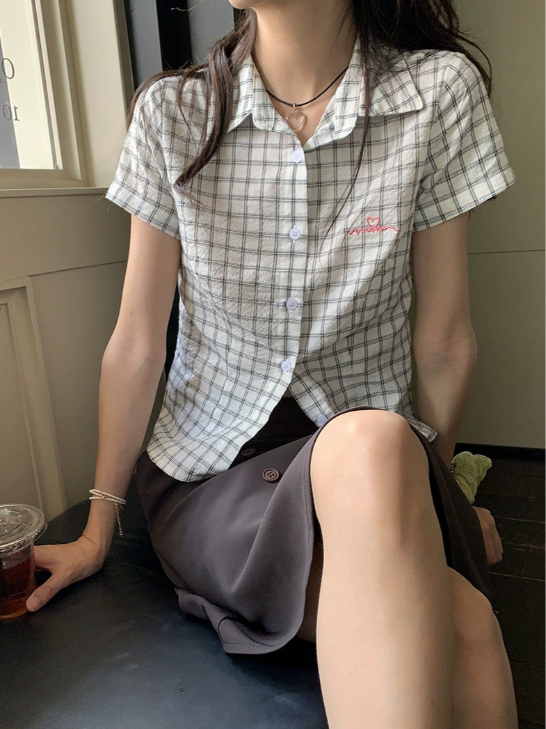レトロチェックホワイトシャツ