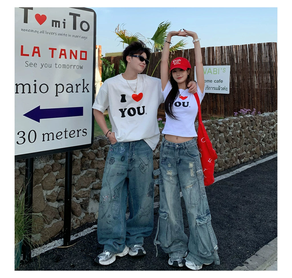 I LOVE YOU プリント ２サイズTシャツ