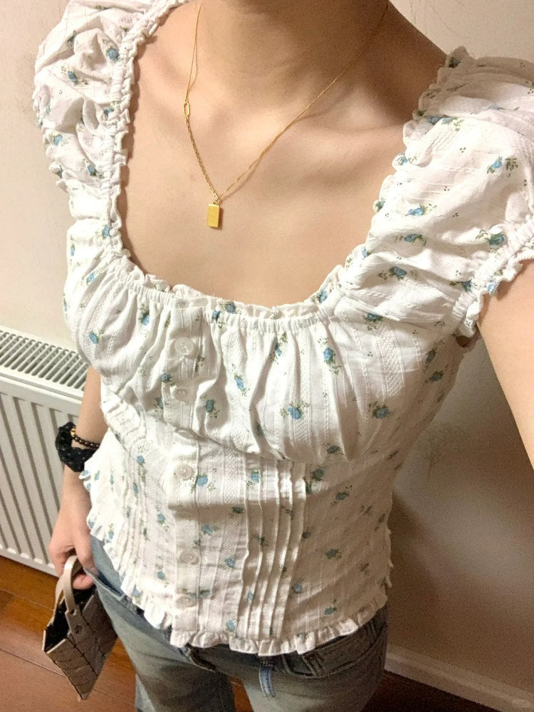 フレンチフラワーオフショルトップス