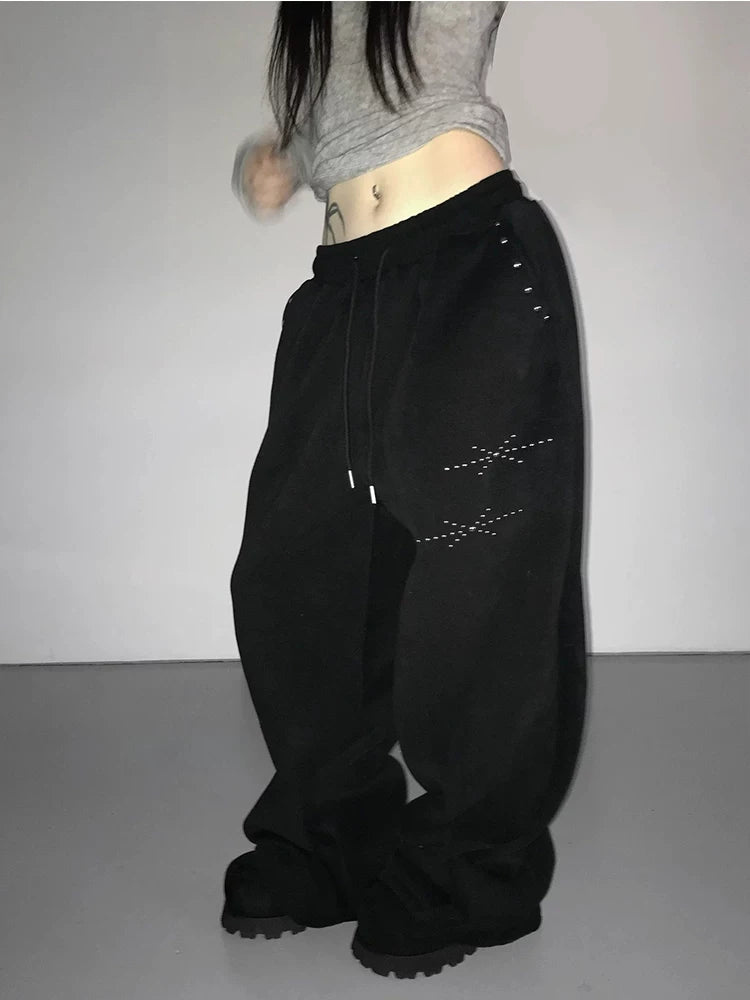 Y2Kスタッズワイドスウェットパンツ