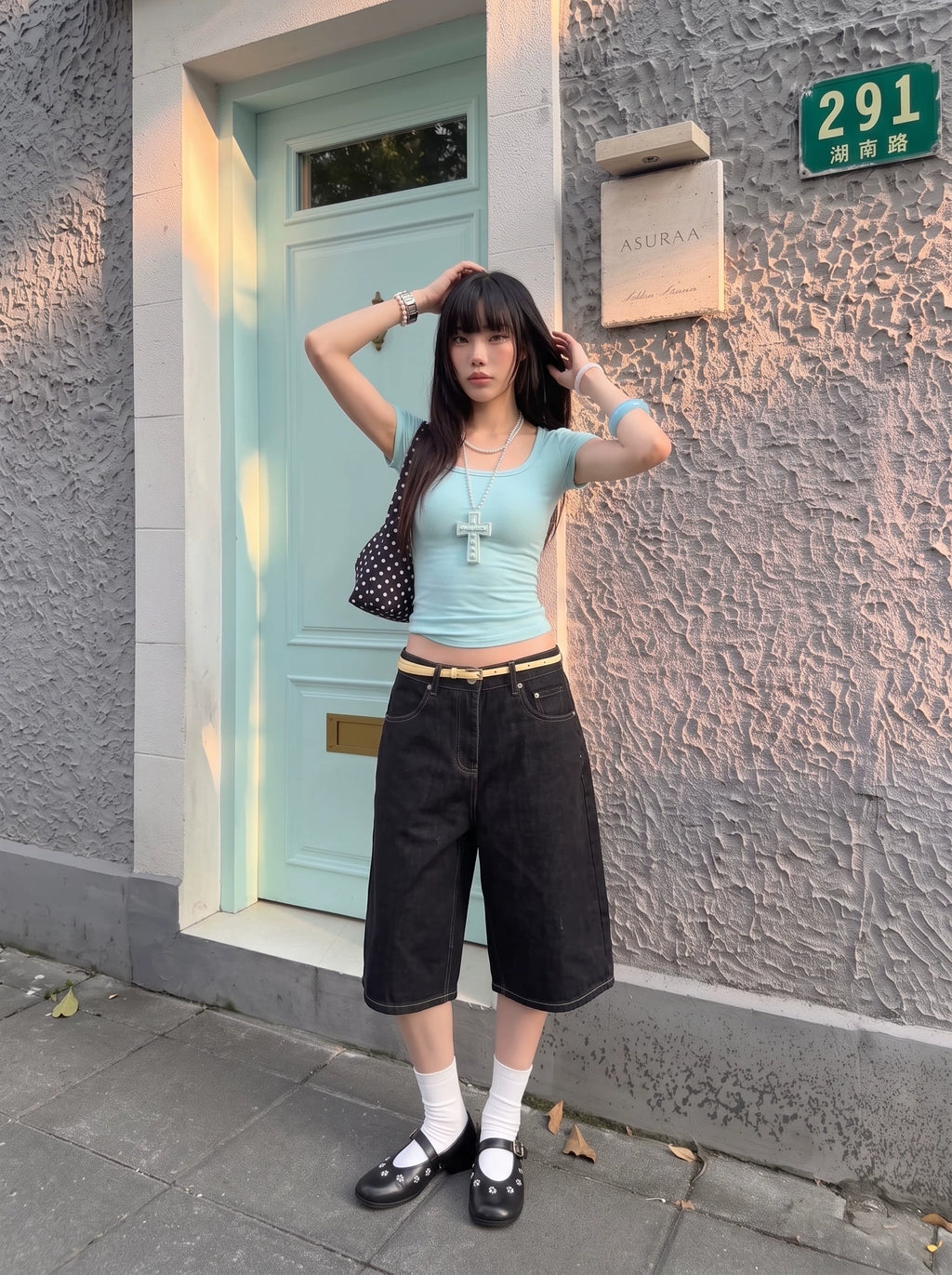 アメリカンUネックミントTシャツ