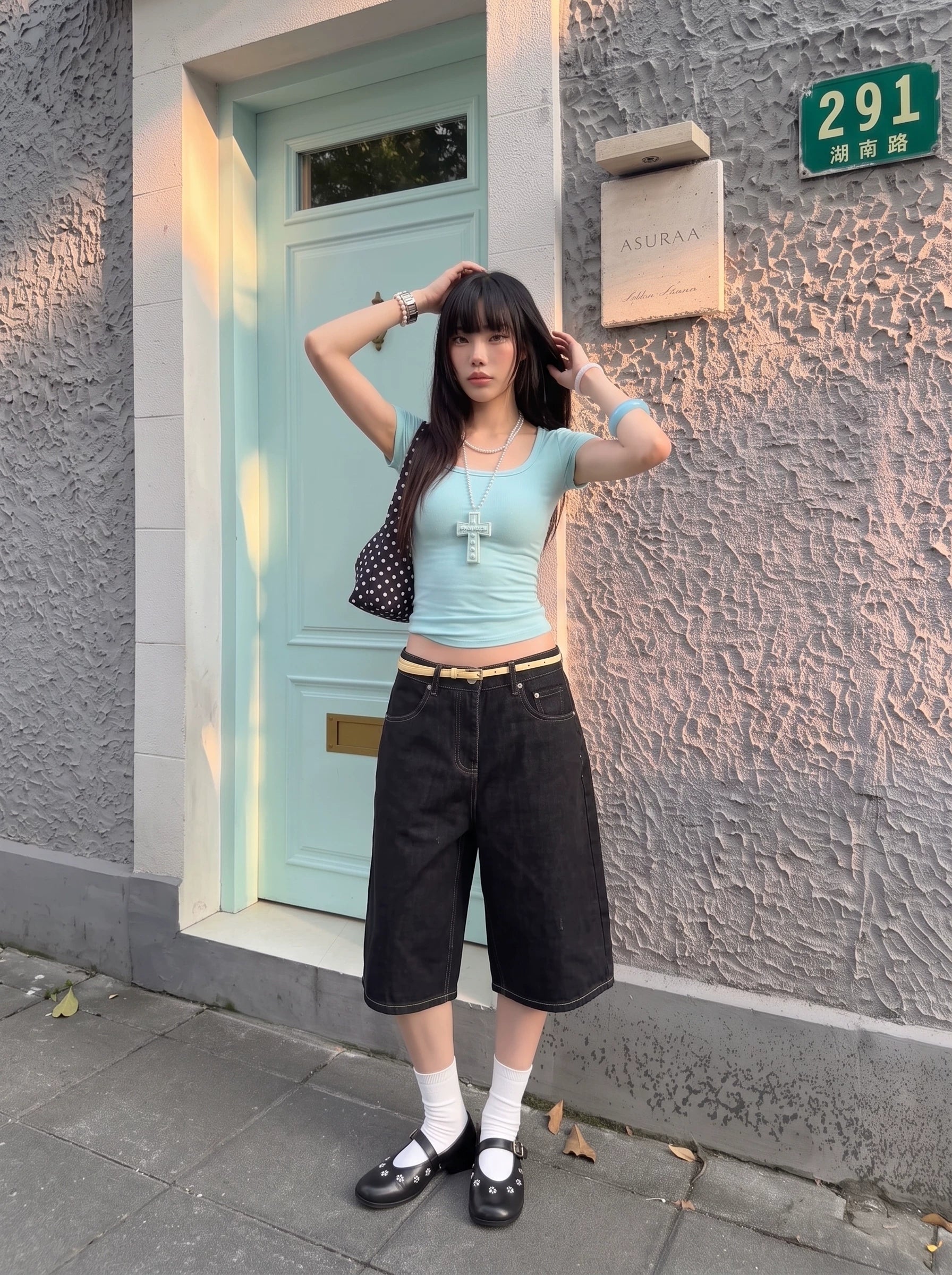 アメリカンUネックミントTシャツ