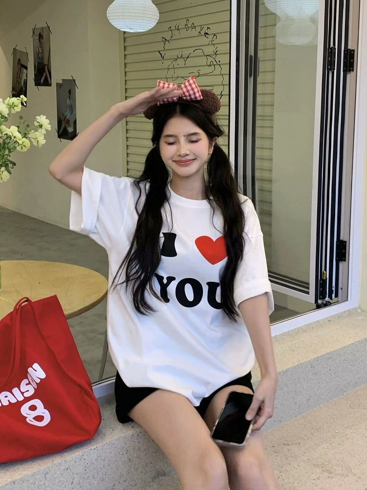 I LOVE YOU プリント ２サイズTシャツ