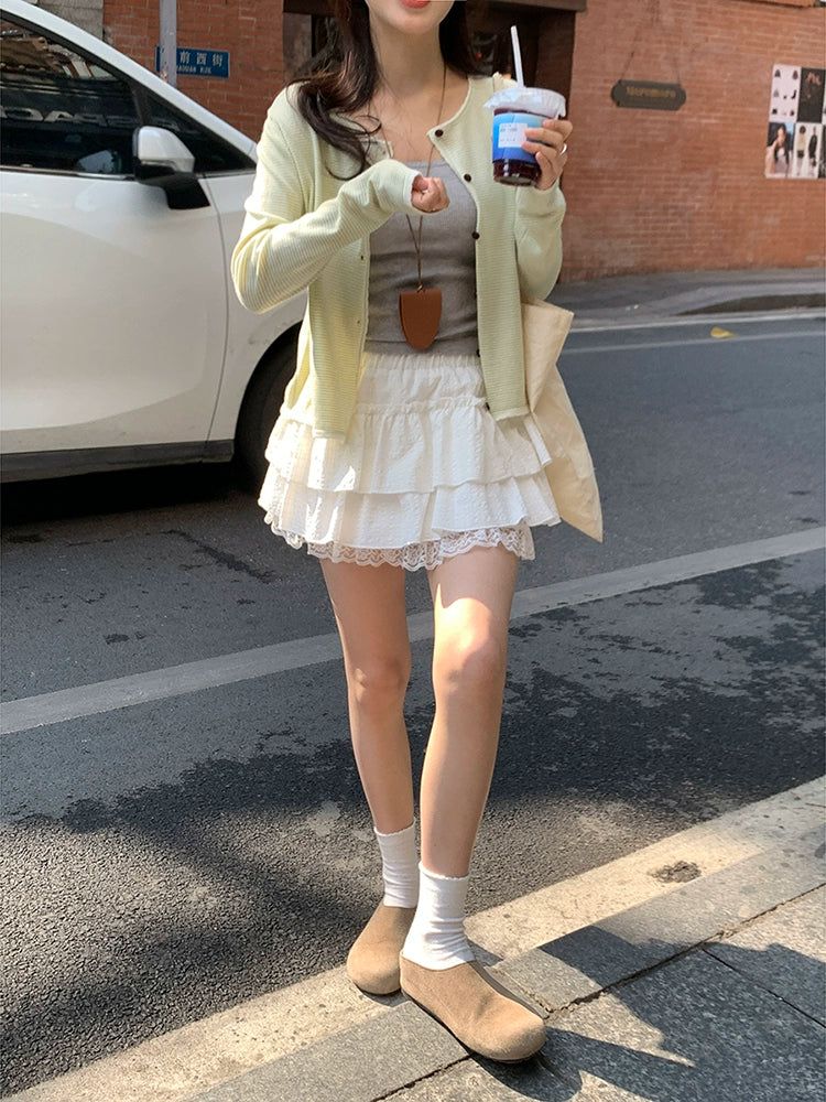 レースレイヤードケーキスカート