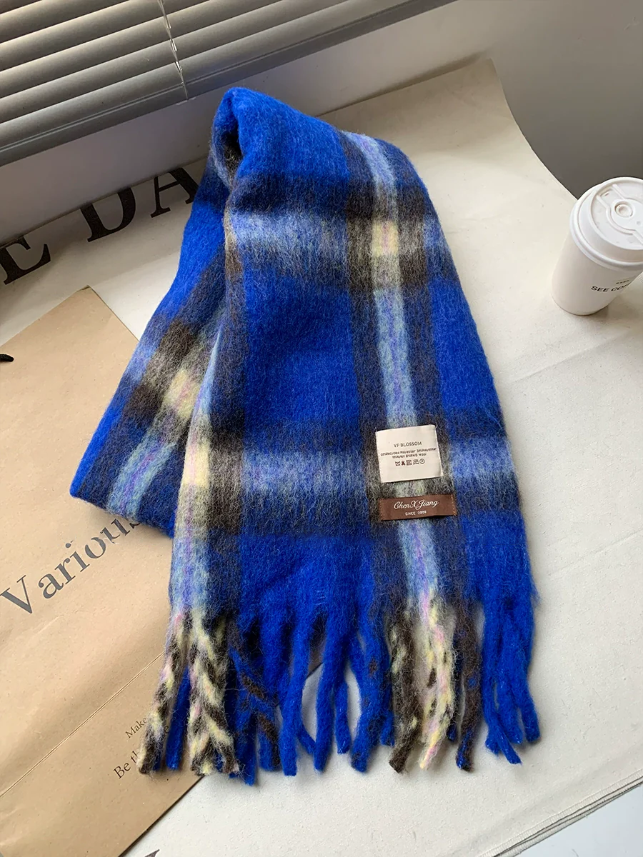 モヘアライクチェックマフラー