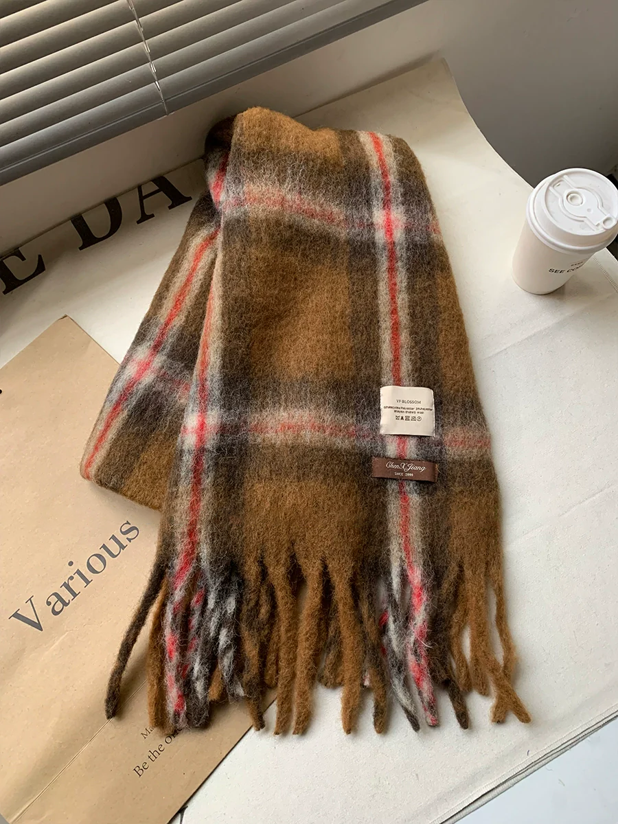 モヘアライクチェックマフラー