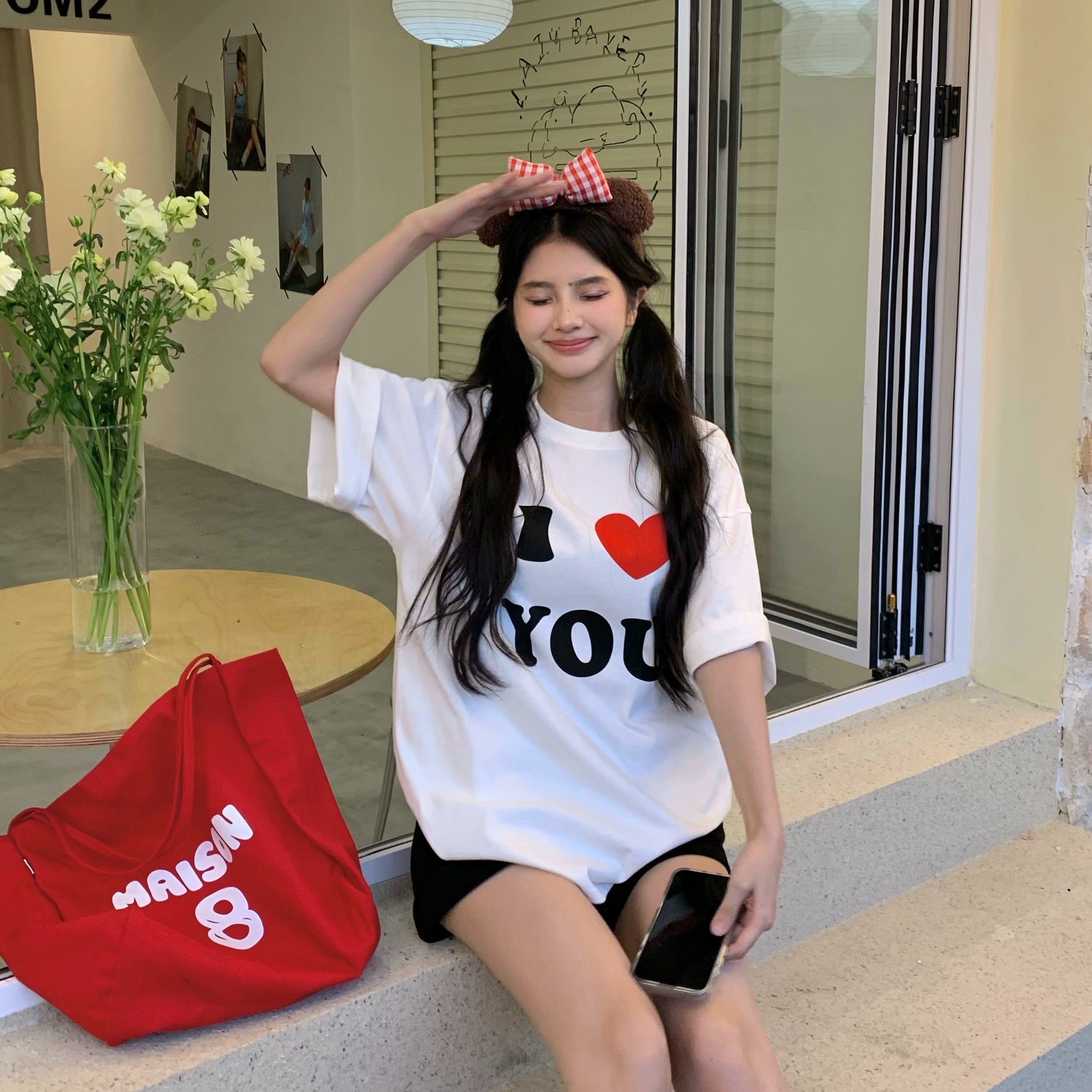 I LOVE YOU プリント ２サイズTシャツ