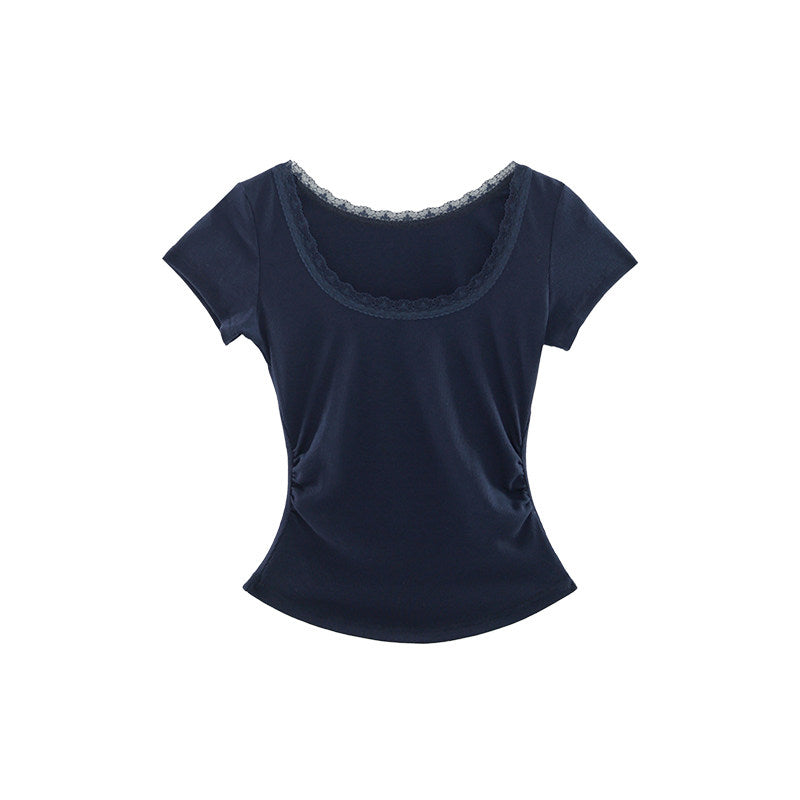 レーストリムリブTシャツ