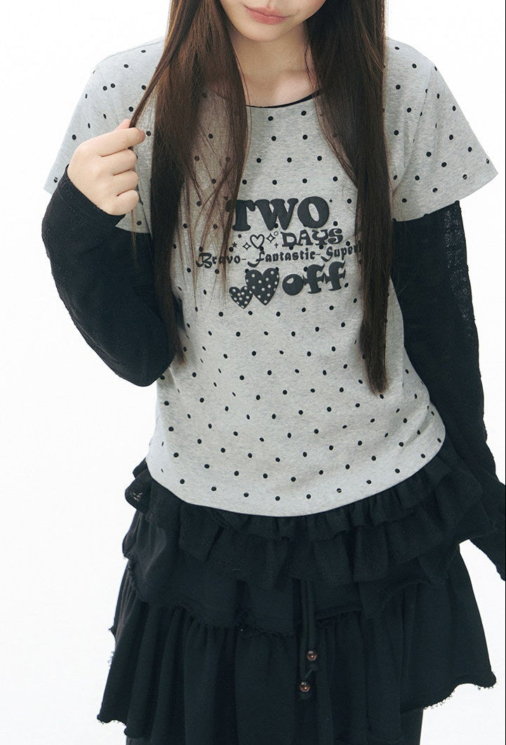 ハートドットクロップドTシャツ