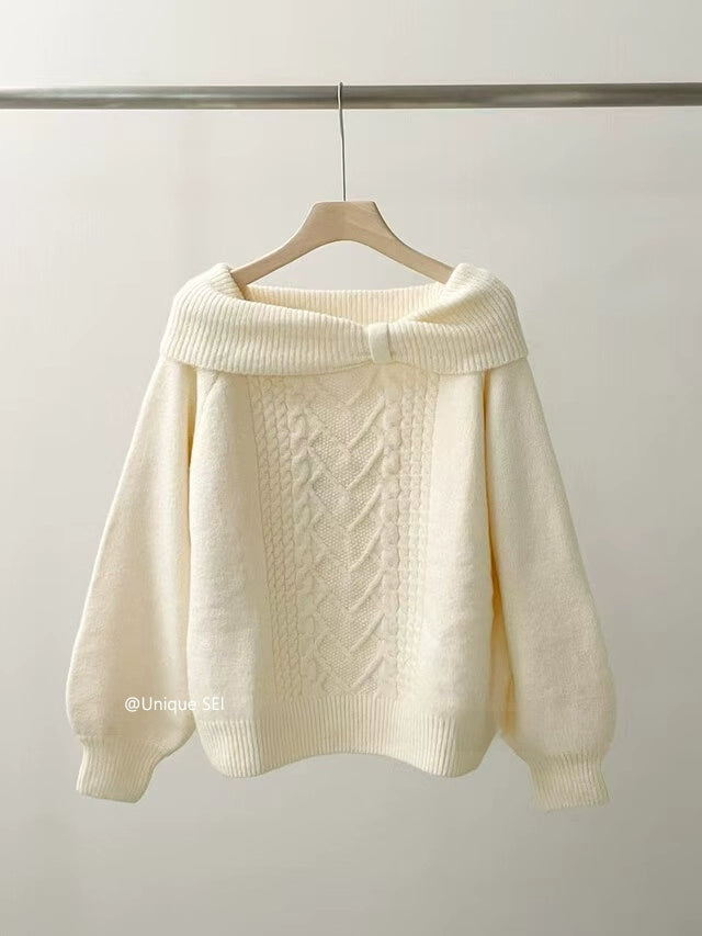 オフショルリボンニットウェア