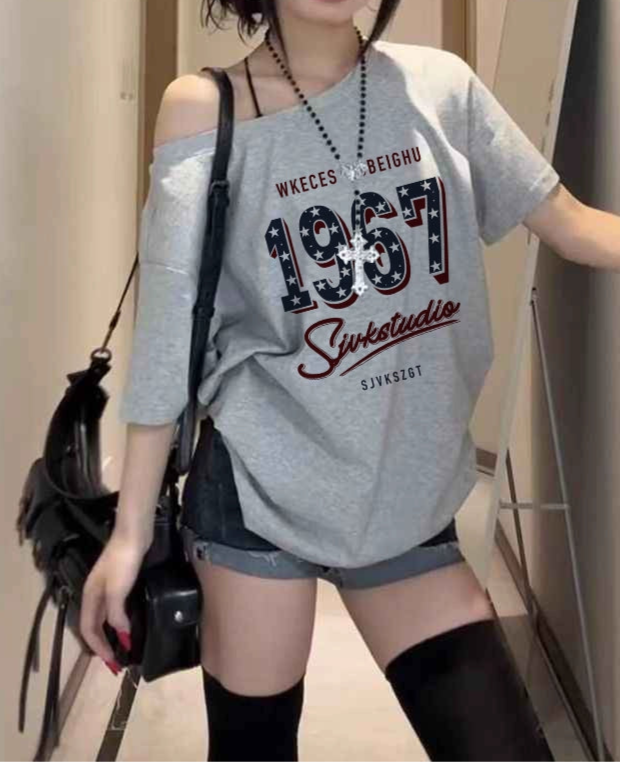 アメリカンスターワンショルダーTシャツ