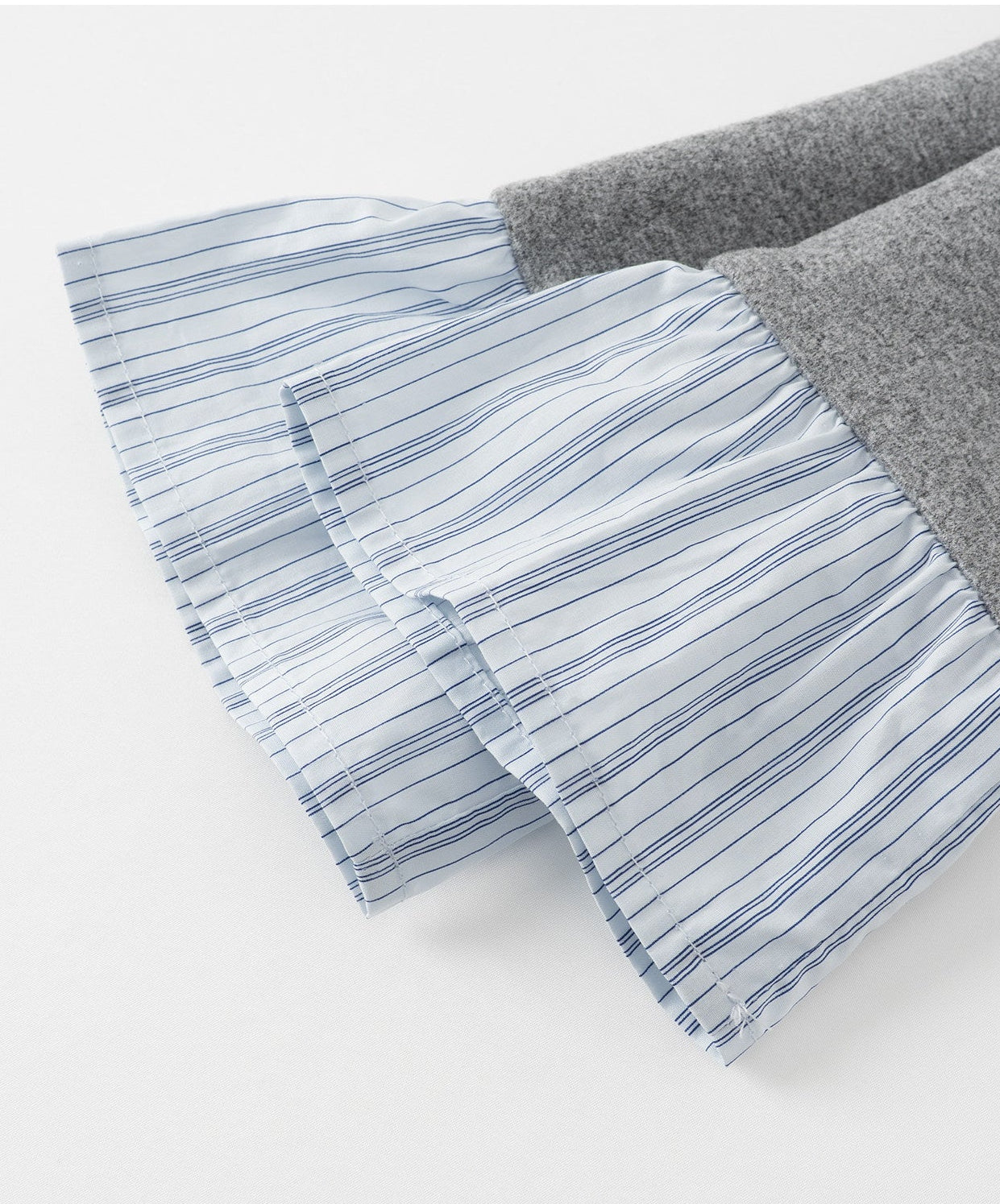 フェイクツーピースストライプポロカラーシャツ