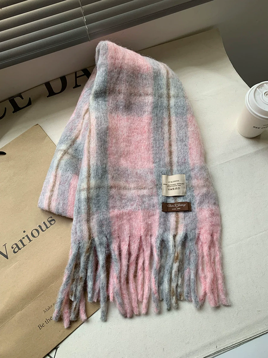 モヘアライクチェックマフラー