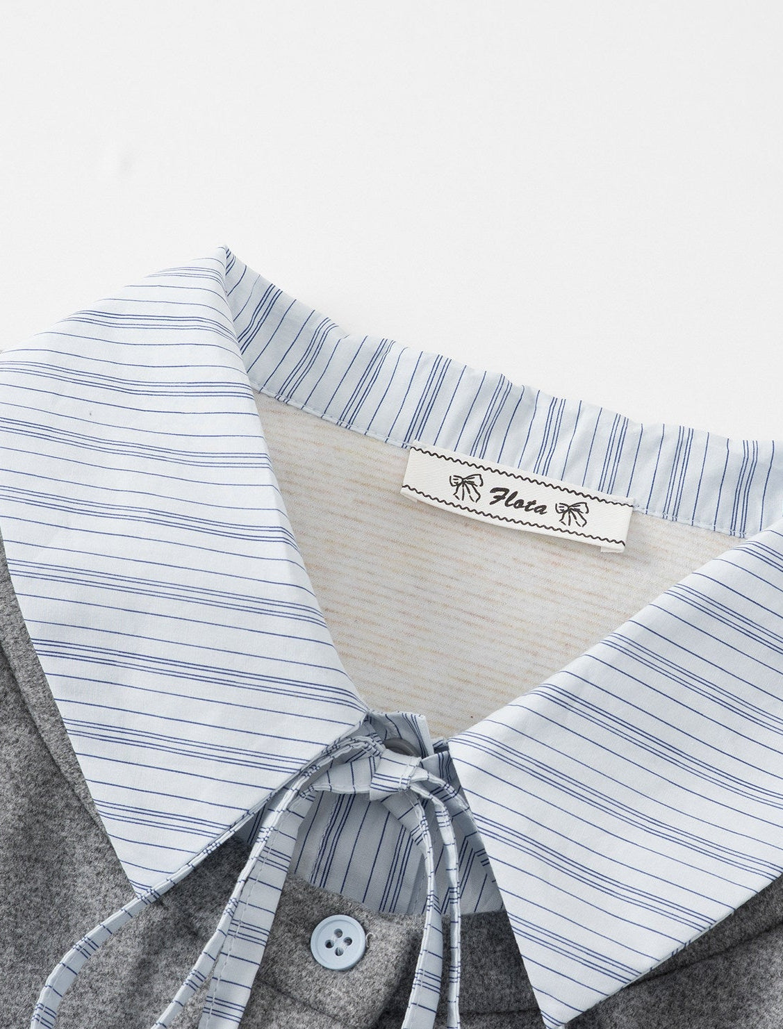 フェイクツーピースストライプポロカラーシャツ