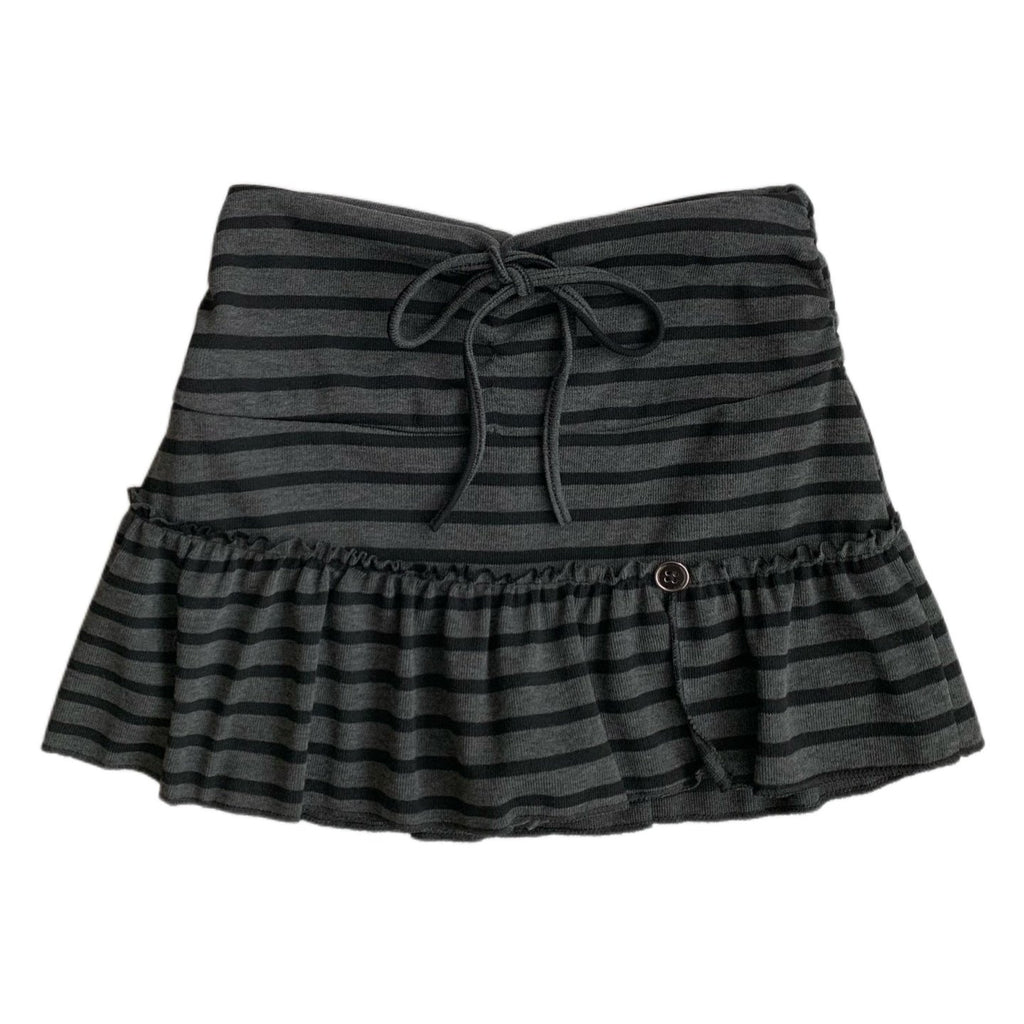 ストライプボタンフリルスカート
