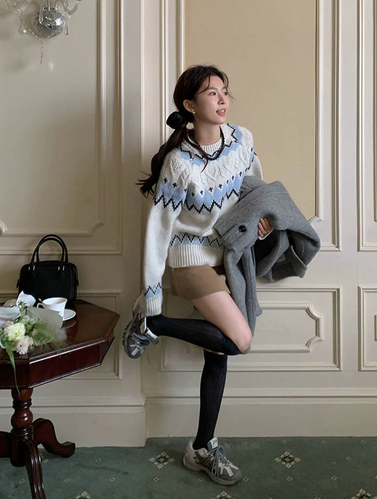 ソフトガーリーノルディックニット